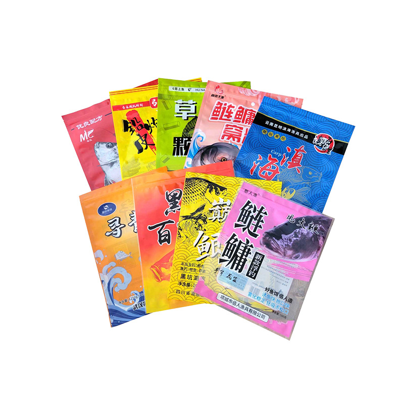 魚(yu)餌包裝袋餌(er)料窩料防潮(chao)三邊封拉鏈(liàn)袋鋁箔袋彩(cǎi)印複合自立(li)袋